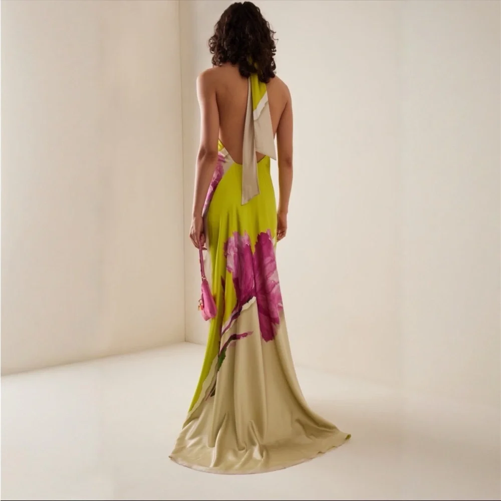 Silvia Tcherassi Chartreuse ‘Sherry’ Silk Gown - Picture 3 of 17